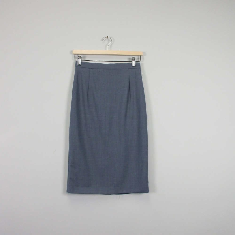 Theory Hemdall B Continuous Pencil Skirt 0 Grey Wool Blend Career Office 188